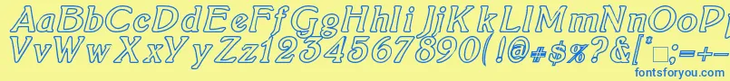 BoltonItalicOutline Font – Blue Fonts on Yellow Background