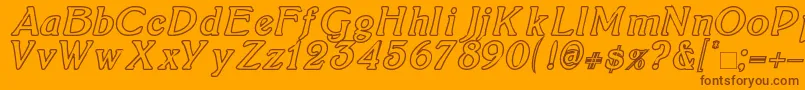 BoltonItalicOutline Font – Brown Fonts on Orange Background