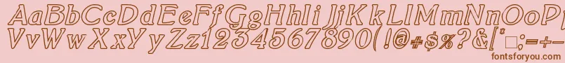 BoltonItalicOutline Font – Brown Fonts on Pink Background