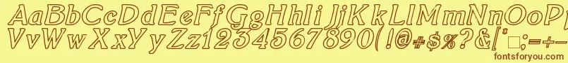 BoltonItalicOutline Font – Brown Fonts on Yellow Background