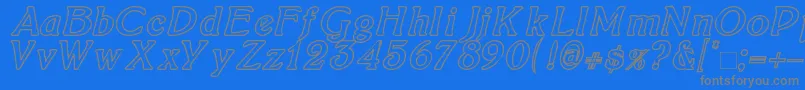 BoltonItalicOutline Font – Gray Fonts on Blue Background