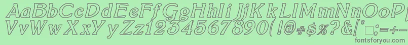 BoltonItalicOutline Font – Gray Fonts on Green Background