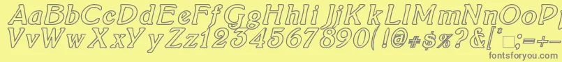 BoltonItalicOutline Font – Gray Fonts on Yellow Background