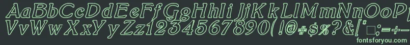 BoltonItalicOutline Font – Green Fonts on Black Background