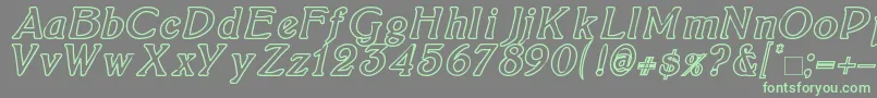 BoltonItalicOutline Font – Green Fonts on Gray Background