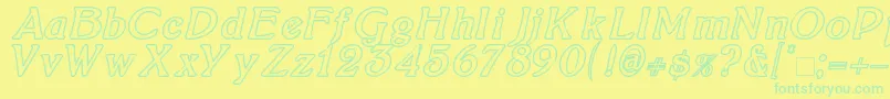 BoltonItalicOutline Font – Green Fonts on Yellow Background