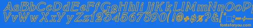 BoltonItalicOutline Font – Orange Fonts on Blue Background