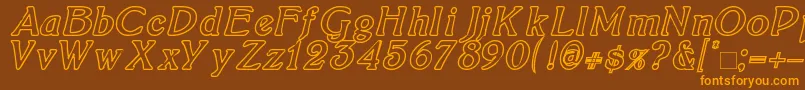 BoltonItalicOutline Font – Orange Fonts on Brown Background