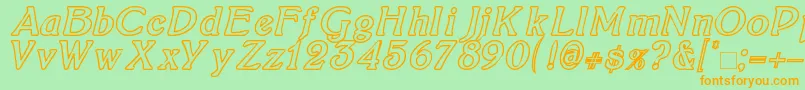 BoltonItalicOutline Font – Orange Fonts on Green Background