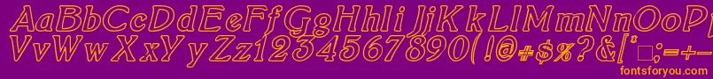 BoltonItalicOutline Font – Orange Fonts on Purple Background