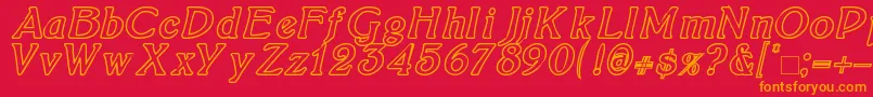 BoltonItalicOutline Font – Orange Fonts on Red Background