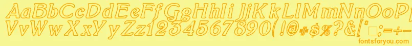 BoltonItalicOutline Font – Orange Fonts on Yellow Background