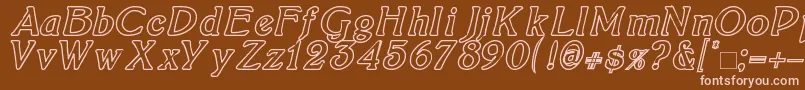 BoltonItalicOutline Font – Pink Fonts on Brown Background