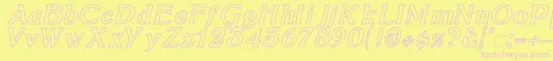 BoltonItalicOutline Font – Pink Fonts on Yellow Background