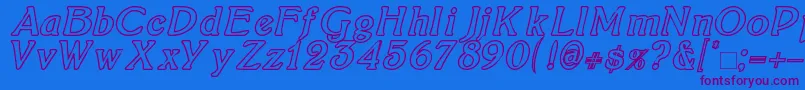 BoltonItalicOutline Font – Purple Fonts on Blue Background