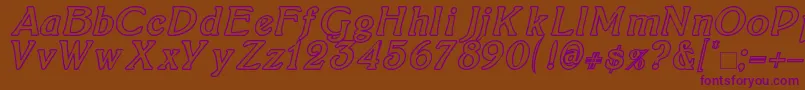 BoltonItalicOutline Font – Purple Fonts on Brown Background