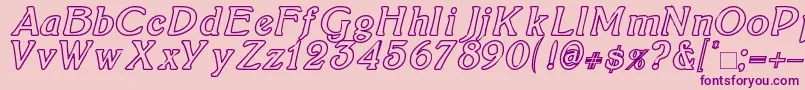 BoltonItalicOutline Font – Purple Fonts on Pink Background