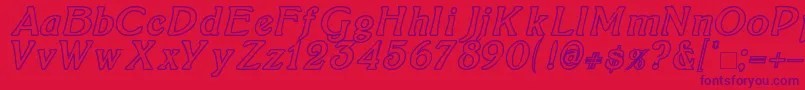 BoltonItalicOutline Font – Purple Fonts on Red Background