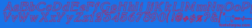 BoltonItalicOutline Font – Red Fonts on Blue Background