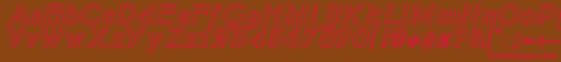BoltonItalicOutline Font – Red Fonts on Brown Background