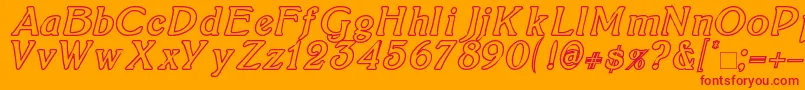 BoltonItalicOutline Font – Red Fonts on Orange Background