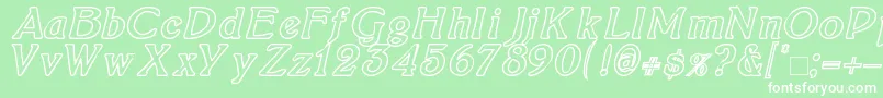 BoltonItalicOutline Font – White Fonts on Green Background