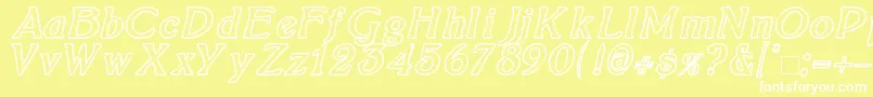 BoltonItalicOutline Font – White Fonts on Yellow Background