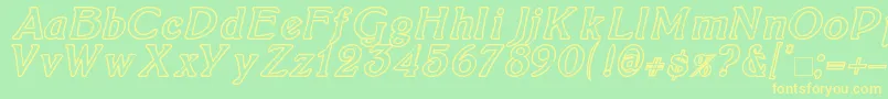 Шрифт BoltonItalicOutline – жёлтые шрифты на зелёном фоне