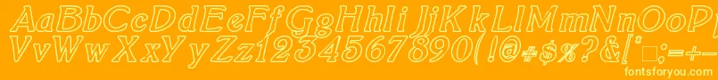 BoltonItalicOutline Font – Yellow Fonts on Orange Background