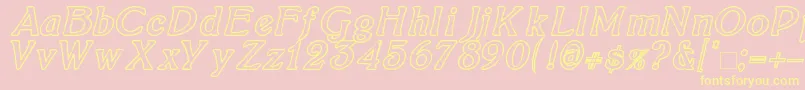 BoltonItalicOutline Font – Yellow Fonts on Pink Background