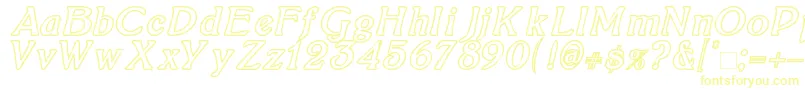 BoltonItalicOutline Font – Yellow Fonts on White Background