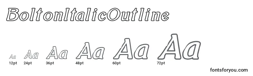Размеры шрифта BoltonItalicOutline (121813)