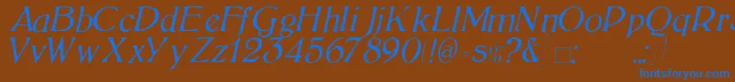 BoltonLightItalic Font – Blue Fonts on Brown Background