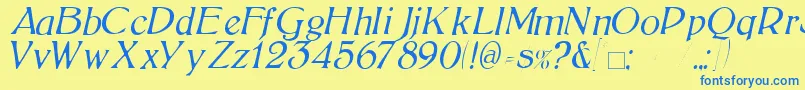 BoltonLightItalic Font – Blue Fonts on Yellow Background