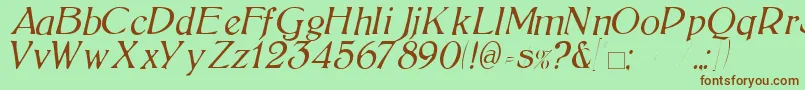 BoltonLightItalic-fontti – ruskeat fontit vihreällä taustalla