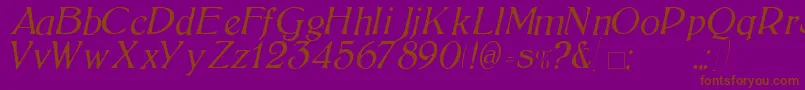 BoltonLightItalic-fontti – ruskeat fontit violetilla taustalla