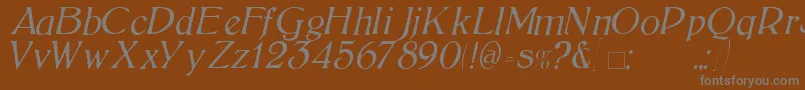 BoltonLightItalic-fontti – harmaat kirjasimet ruskealla taustalla