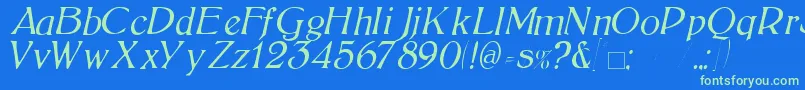 Fonte BoltonLightItalic – fontes verdes em um fundo azul