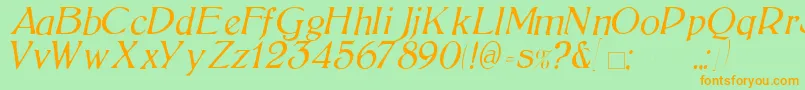 BoltonLightItalic Font – Orange Fonts on Green Background