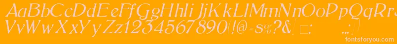 BoltonLightItalic-fontti – vaaleanpunaiset fontit oranssilla taustalla