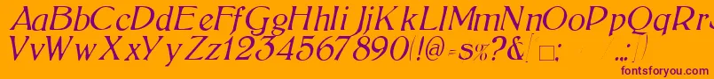 BoltonLightItalic Font – Purple Fonts on Orange Background