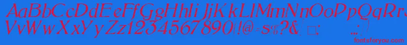 BoltonLightItalic Font – Red Fonts on Blue Background