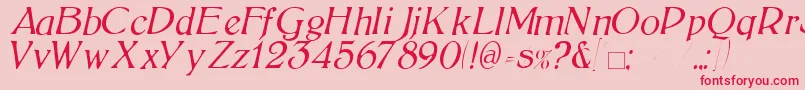 BoltonLightItalic Font – Red Fonts on Pink Background