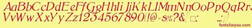 BoltonLightItalic Font – Red Fonts on Yellow Background