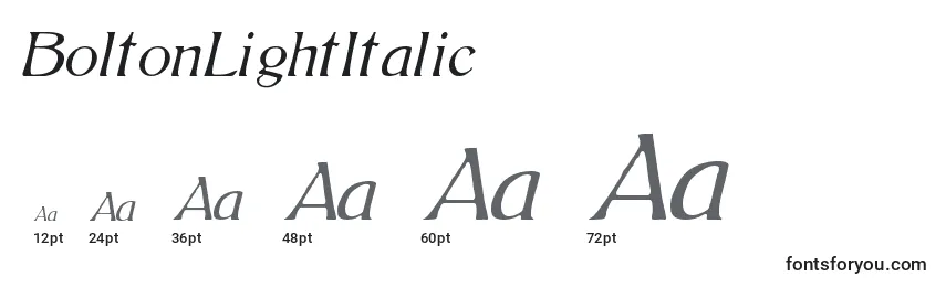 BoltonLightItalic (121815) Font Sizes