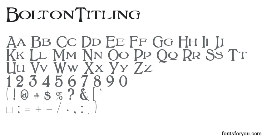 Czcionka BoltonTitling (121818) – alfabet, cyfry, specjalne znaki