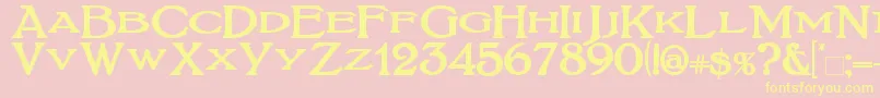 BoltonTitlingBold-Schriftart – Gelbe Schriften auf rosa Hintergrund