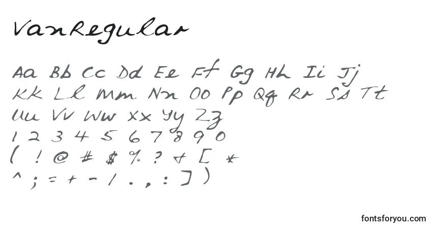 VanRegular-fontti – aakkoset, numerot, erikoismerkit