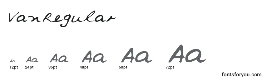 Размеры шрифта VanRegular