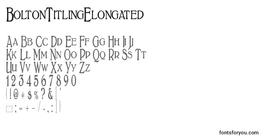 Schriftart BoltonTitlingElongated (121820) – Alphabet, Zahlen, spezielle Symbole